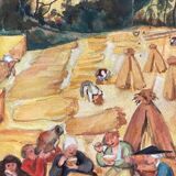 Aquarelle paysage vintage