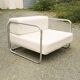 Fauteuil chromé et simili cuir blanc 1970