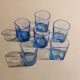 Set of 6 vintage blue drinking glasses with curved design, Pitti Studio, Italy, 1980s.