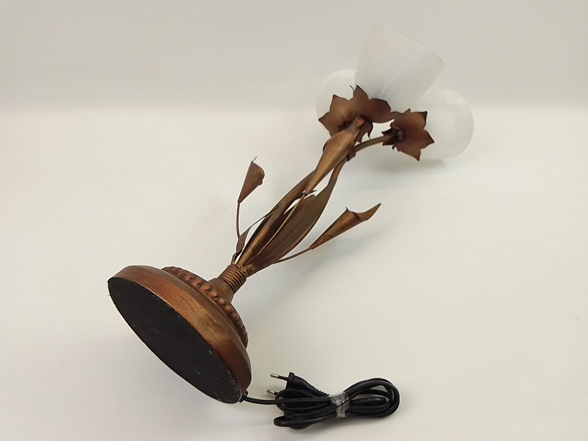 Lampe à poser 3 feux en métal et verre
