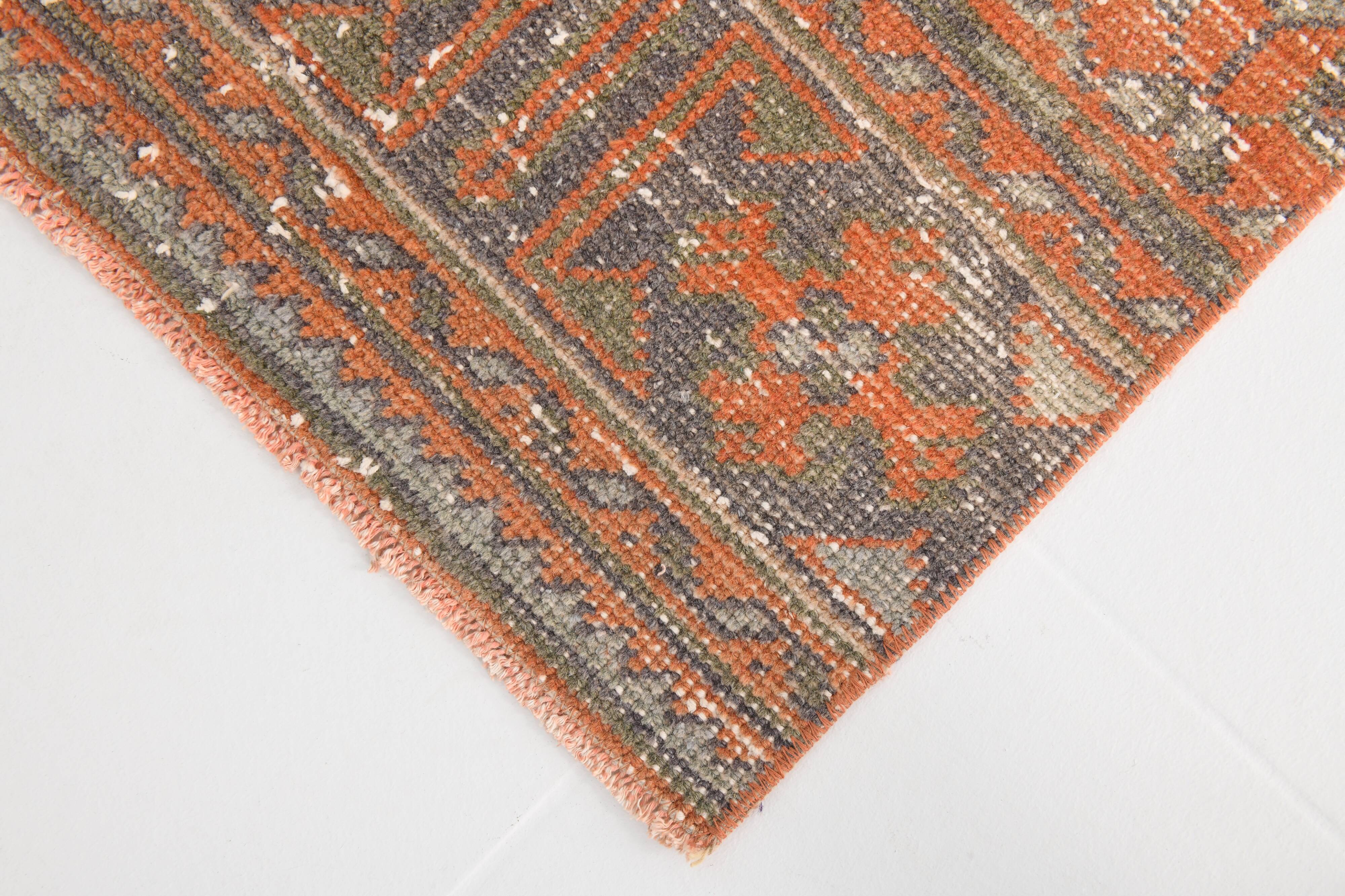 Tapis de couloir vintage rouge corail classique, 75 x 357 cm