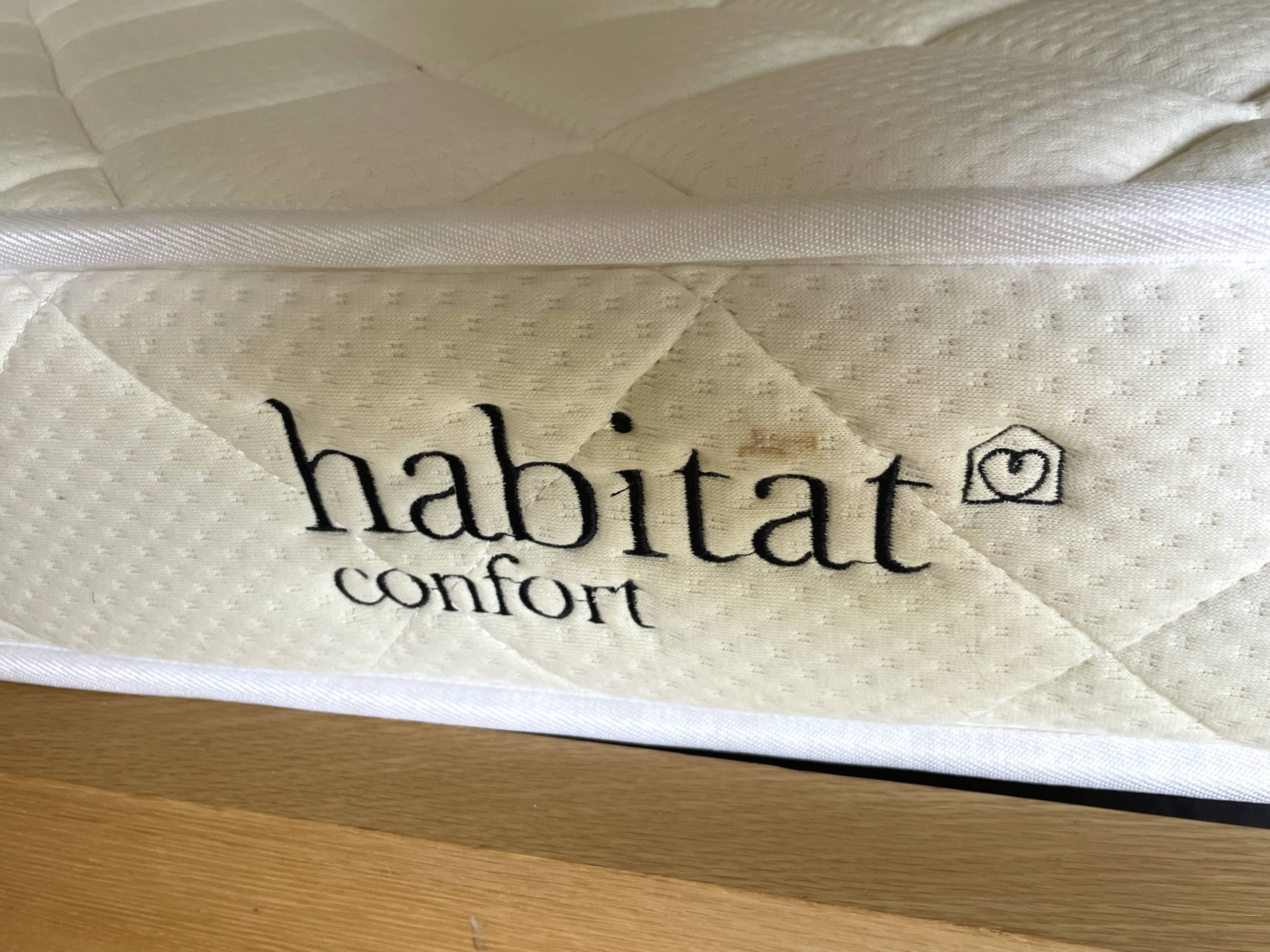 Lit simple 90x200 cm chêne massif, habitat (modèle adams) + matelas confort