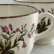 Pagnossin earthenware floral coffee cups, Treviso, Italy.