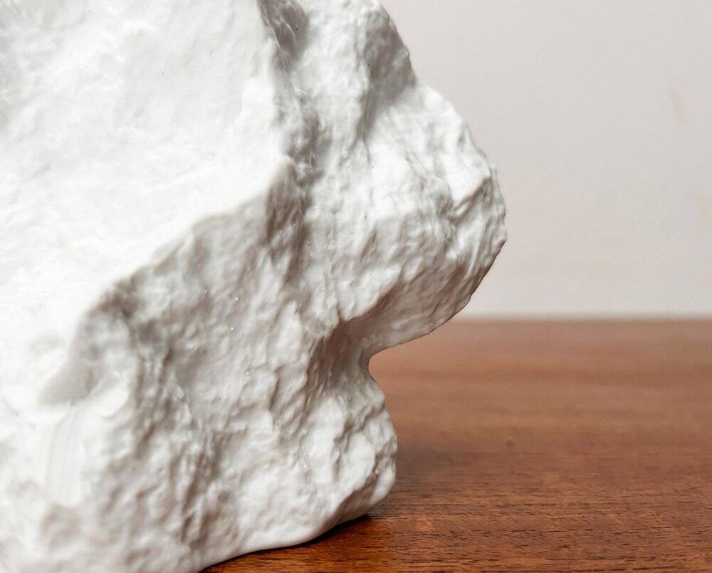Vintage white porcelain rock vase from KPM Royal Porcelain, 1970s.