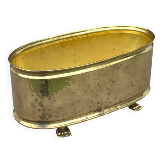 Cache pot rectangulaire en laiton pieds de Lion fabrique en Belgique