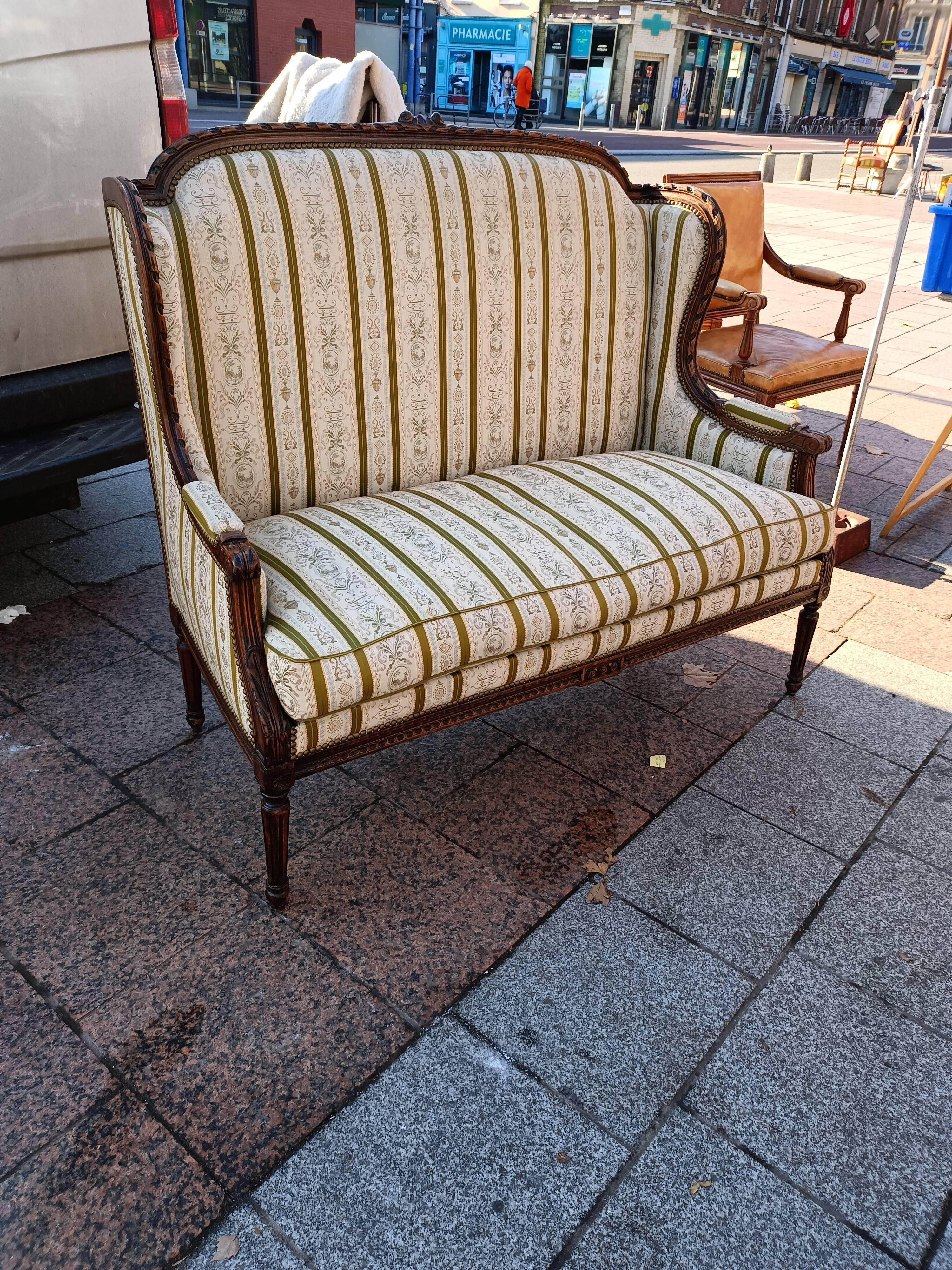 Sofa sofa old style louis xvi 2 places with cushion