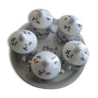 Service of cream jars - " aux chardons " - berry - l. lourioux