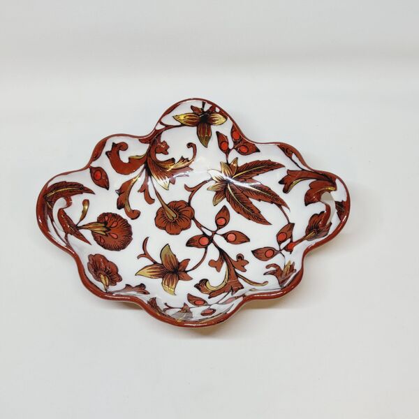 Coupe Vide Poche Corbeille Chantournée En Emaux Cloisonnés Longwy Fleurs Fe