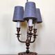 three-light candelabra lamp in metal and gilded brass, bouillotte lamp