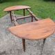 Large six-foot table with XIX century folding leaves in solid walnut Ø120 extendable to 330.