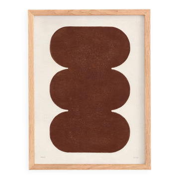 Peinture abstraite marron sur papier signée Eawy