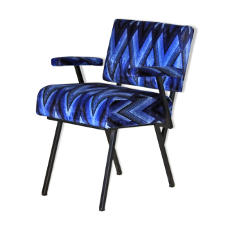 Fauteuil vintage noir et bleu des années 1960