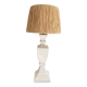 Lampe bois et plâtre, câble 2M neuf, abat-jour rafia