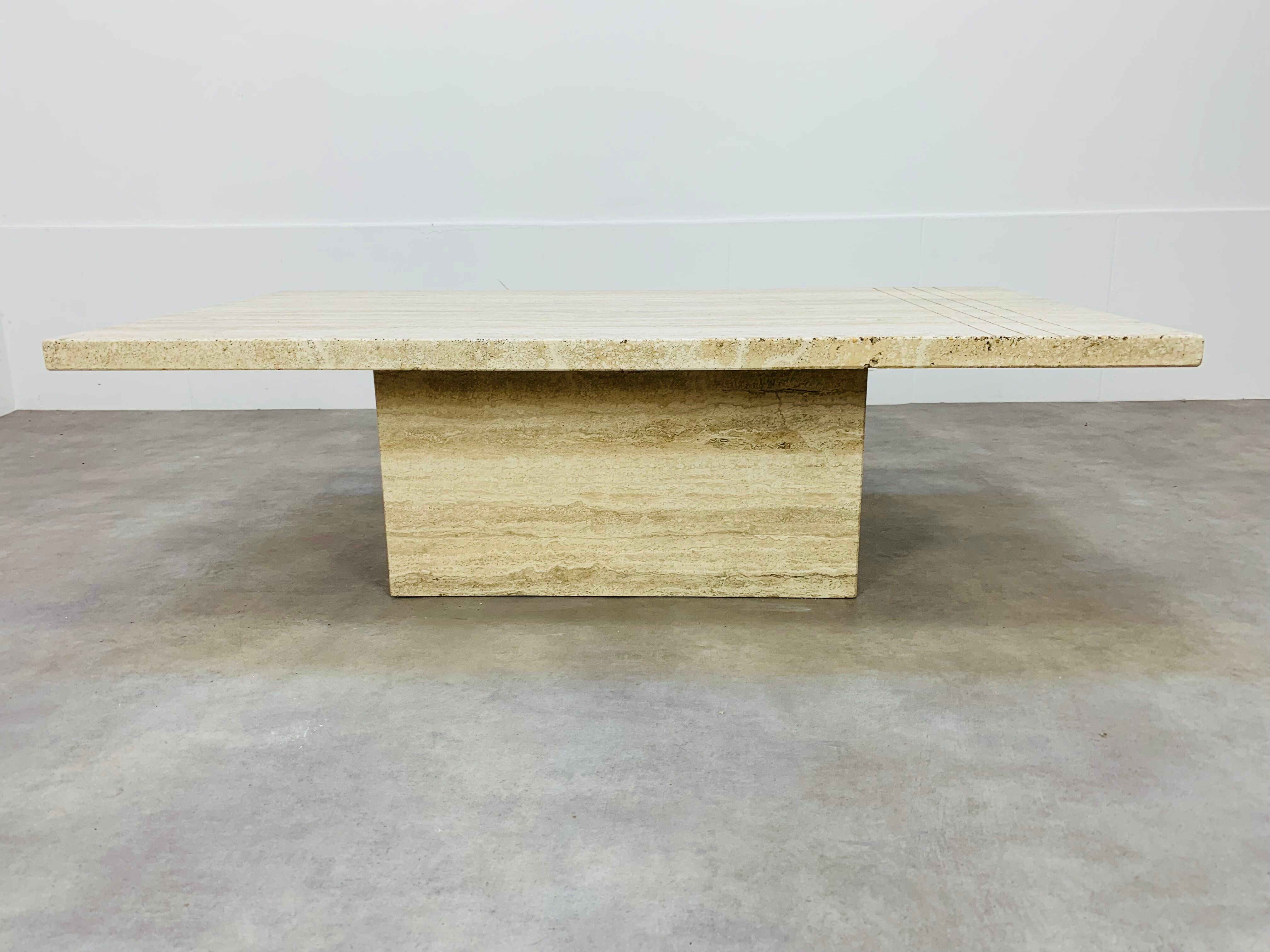 Rectangular travertine coffee table