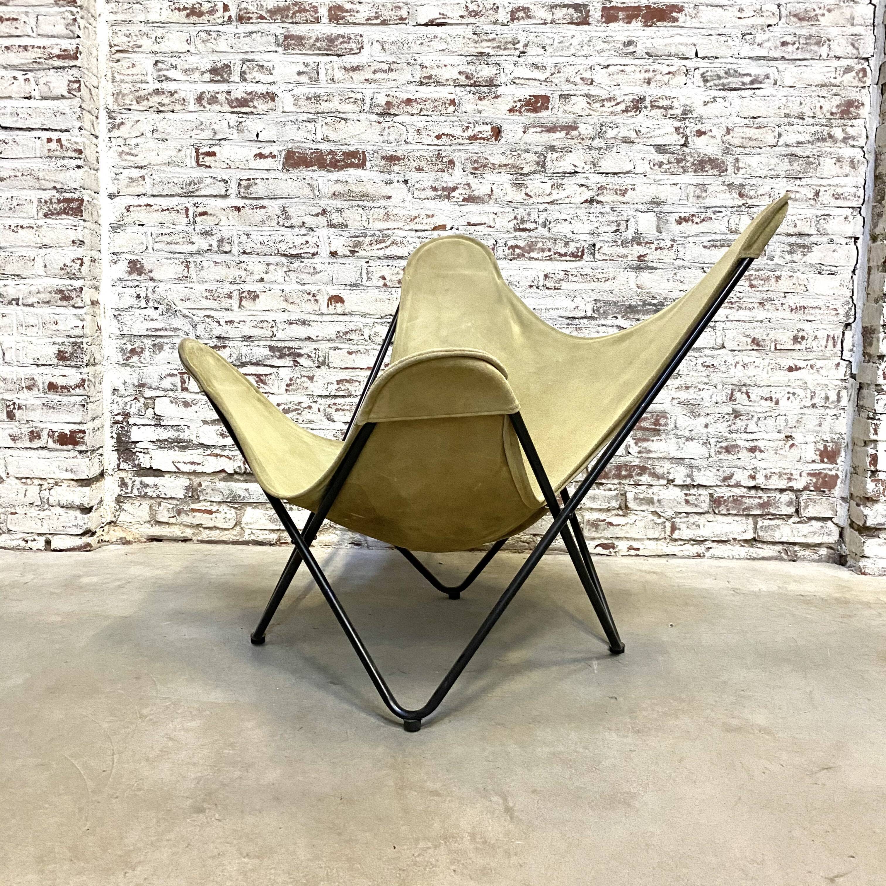 Vintage Butterfly Chair in Green Suede Leather, 1970s