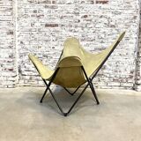 Chaise papillon vintage en cuir de daim vert, années 1970