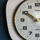 Vintage formica clock silent wall clock "Hangarter wood gray beige"