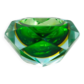 1960s Stunning large green and yellow ashtray/bowl/catchall by Flavio Poli for Seguso