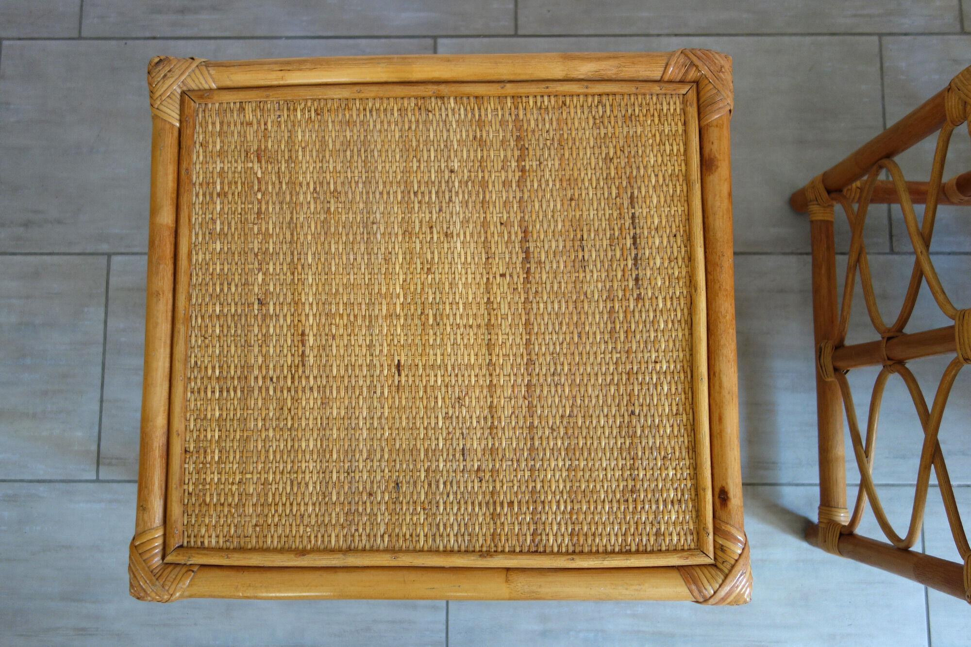 Paire de tables basses en rotin