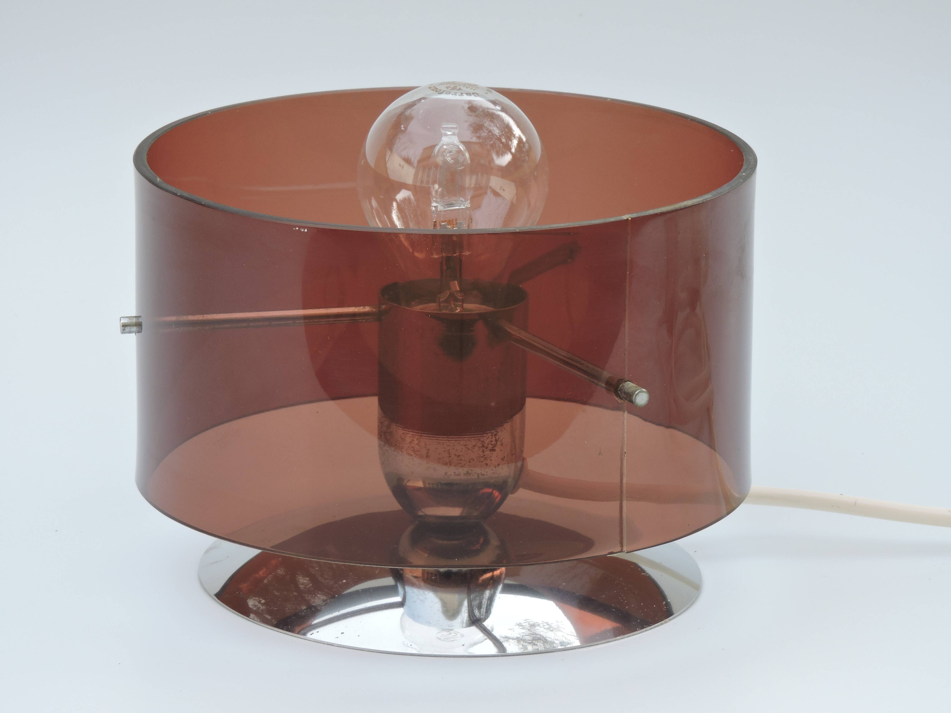 Table lamp Published by Oxar, circa 1972 Philippe Rogier in metal & smoked Altuglas