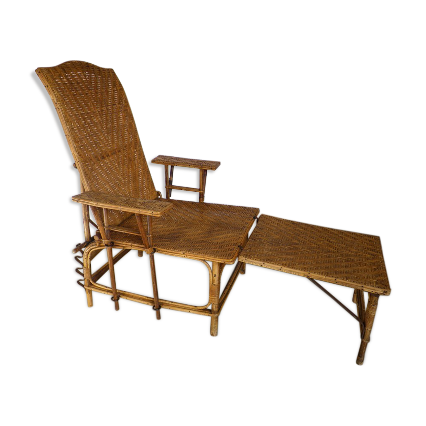 Chaise longue en rotin 19201930 Selency