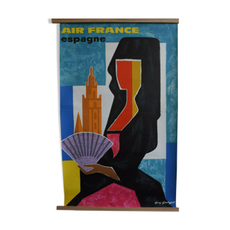 Affiche originale Espagne Guy Georget, Air France  1963