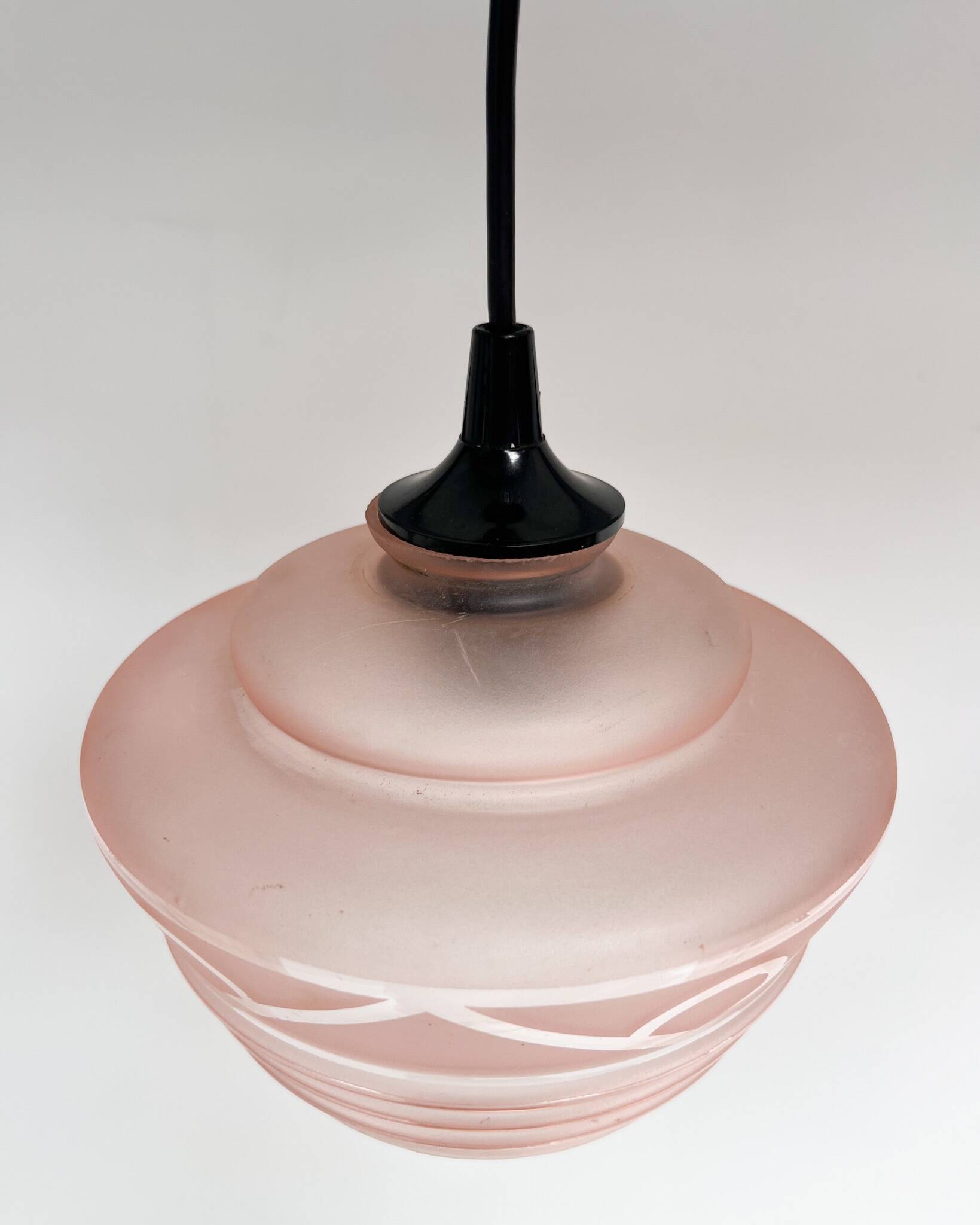 Pink glass ceiling lamp (per piece), 1960s