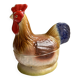 Terrine Michel Caugant rooster or hen in polychrome earthenware