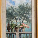 Painting signed Matilde Ascher "Terrace in Bonassola"