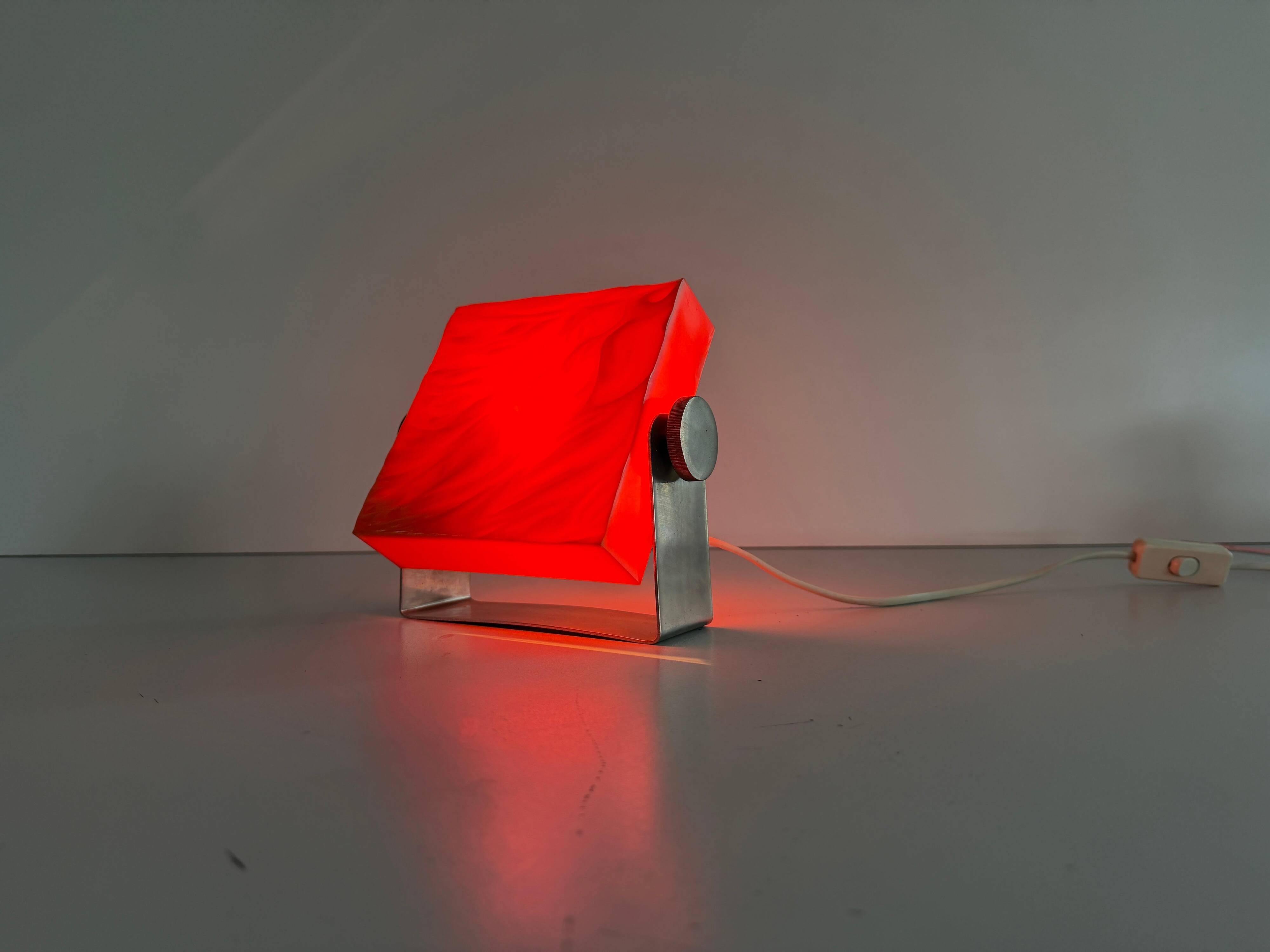 Orange Pop Art ambient night lamp in plexiglass by Uwe Mersch Design, 1970s, Germany.