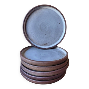 6 assiettes en grès