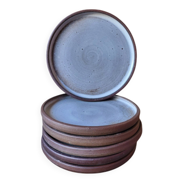 6 assiettes en grès de Ratilly / J&N Pierlot / Puisaye