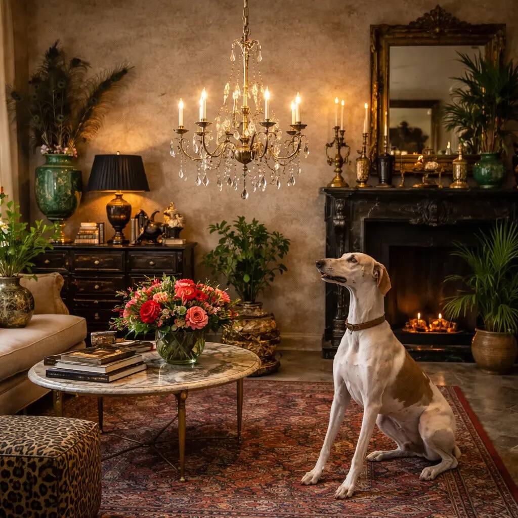 Antique glass chandelier with 6 lights from the 19th century.