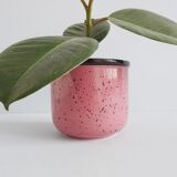 Flowerpot pink with terrazzo pattern, ceramic planter pink, plant pot 80s