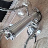 Chandelier with chrome metal frame from the 70s, 3 smoked globes