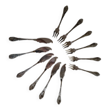 6 couverts à poisson Art Nouveau Chardons en métal argenté Boulenger