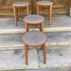 Set of 4 stools in beech and gray Skai 1980