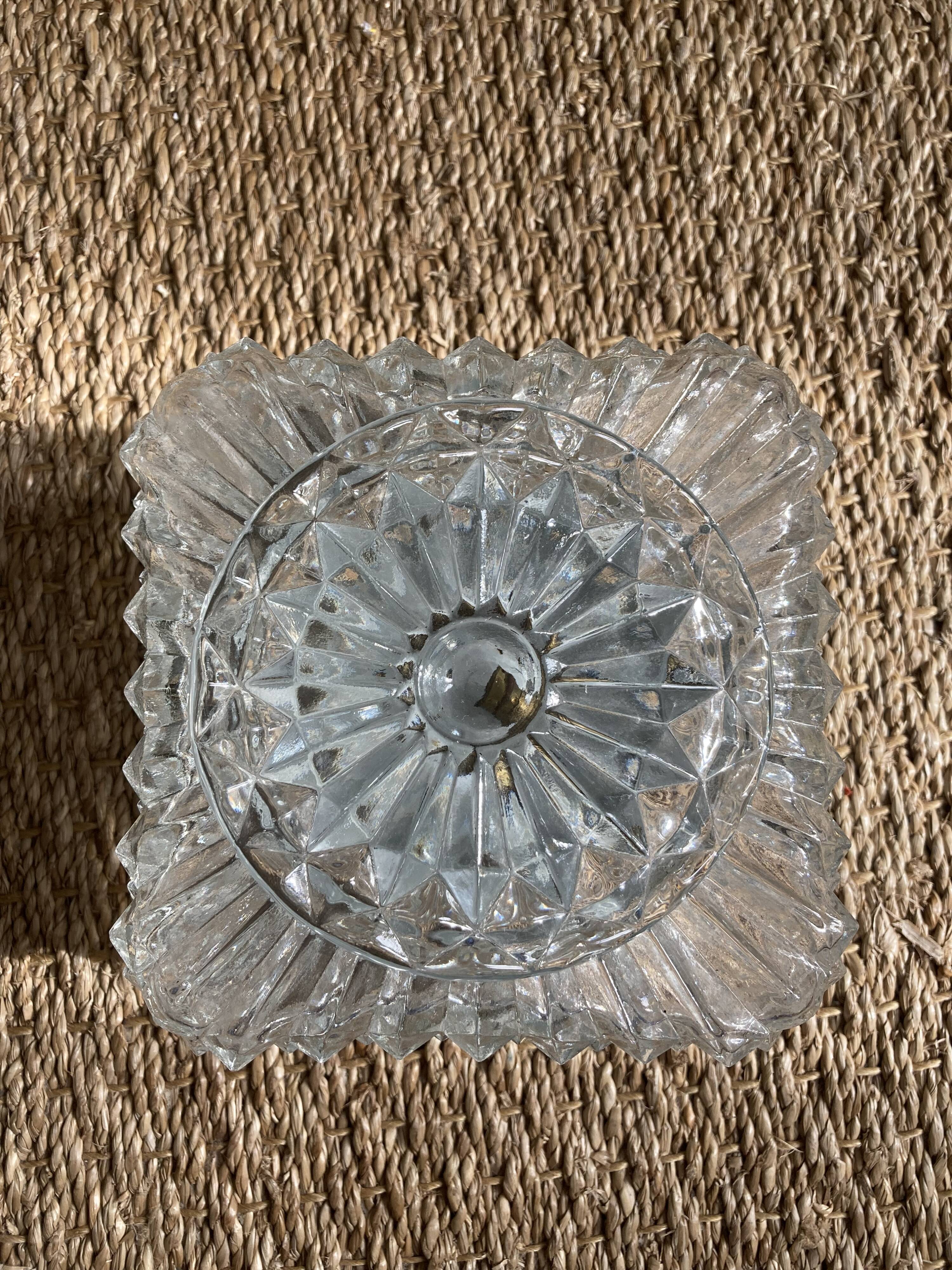 Wall lamp or ceiling lamp in transparent molded glass 1970 square