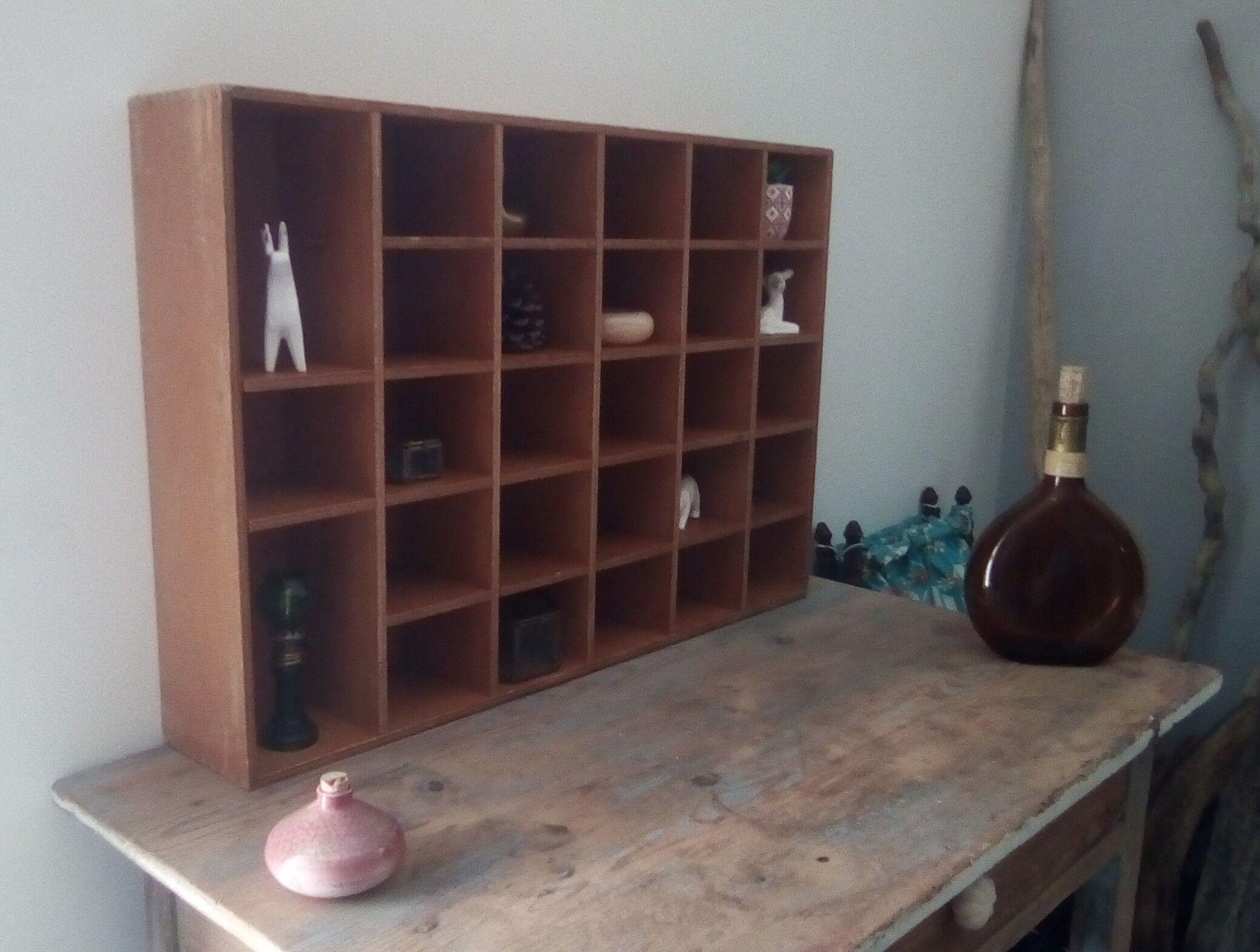 Vintage workshop shelf locker 28 boxes