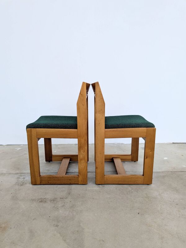 4 chaises brutalistes Maison Regain vintage en orme massif