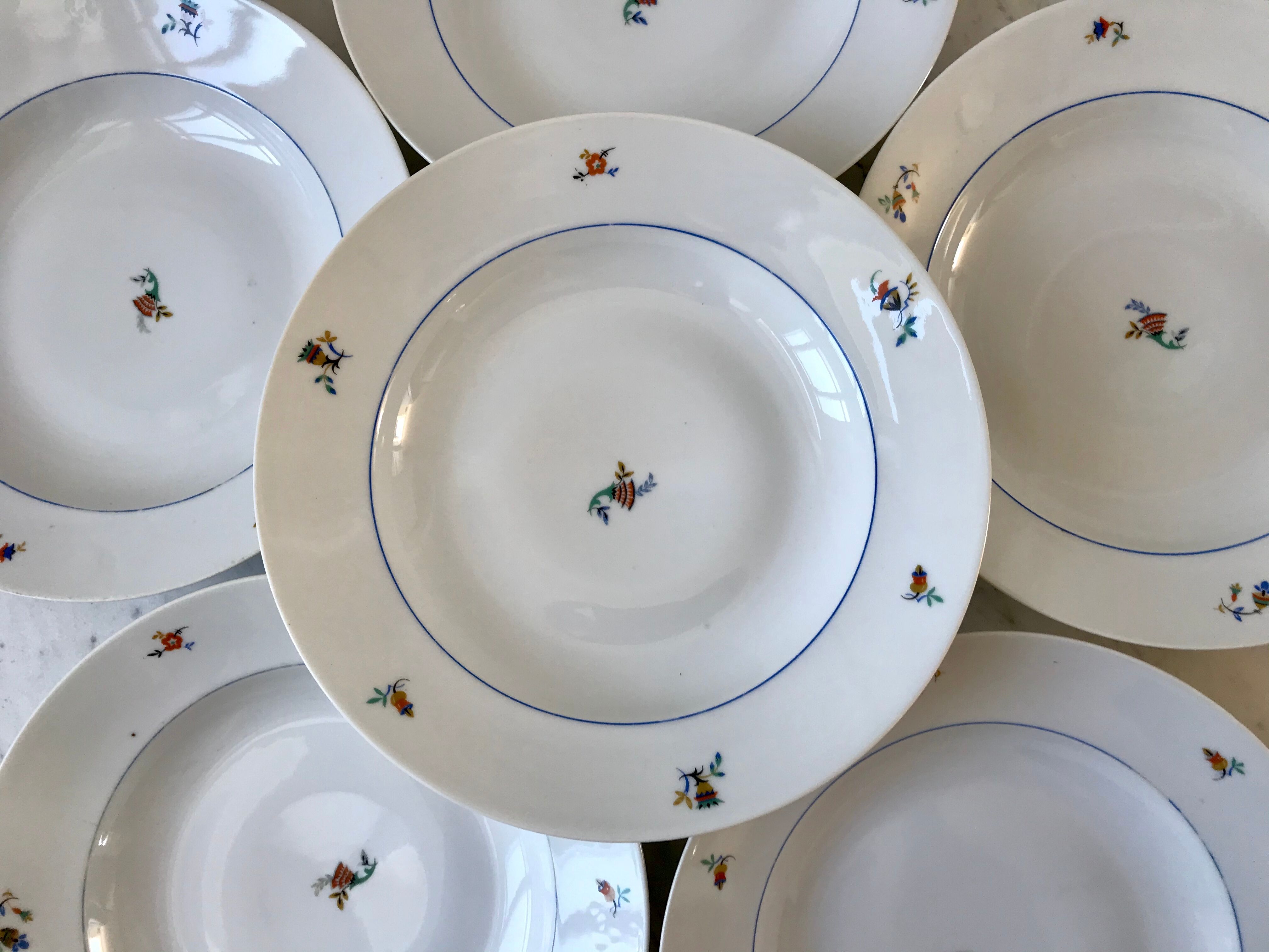 Set of 6 hollow plates Made in France registered model "Czechs" years 50-60