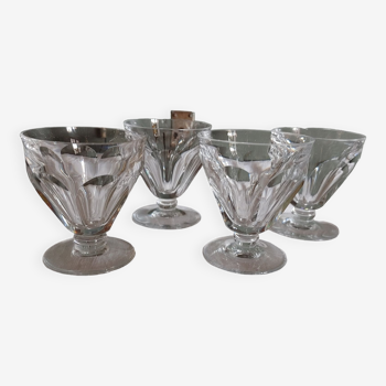 Baccarat 4 glasses with port / white crystal wine model talleyrand - stamp under the foot