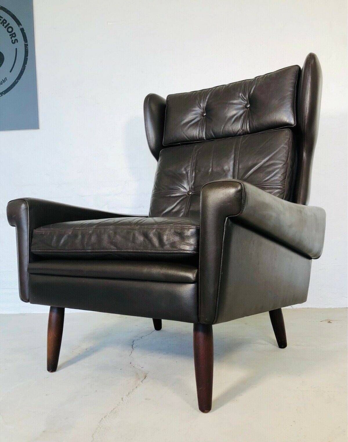 Vintage Danish mid-century Svend Skipper high back lounge chair 1965
