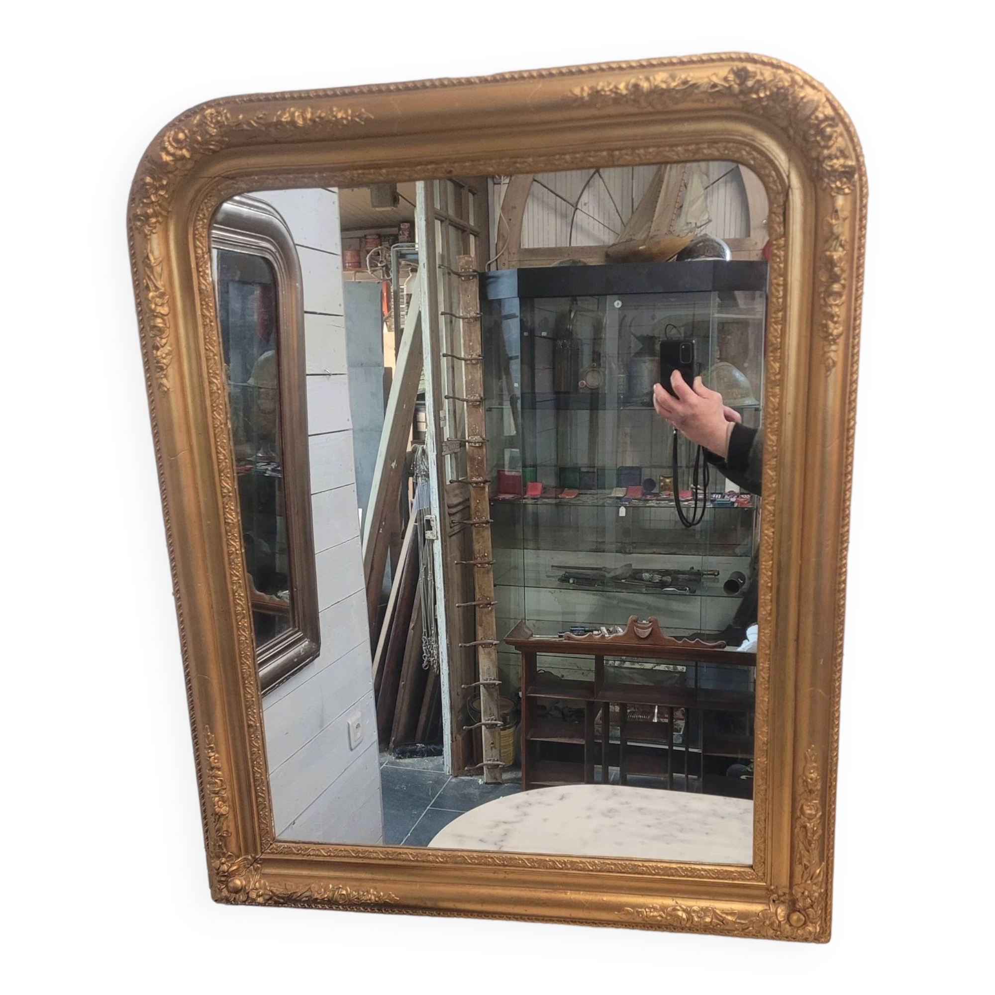 Old Louis Philippe style gilded mirror, 100×83cms