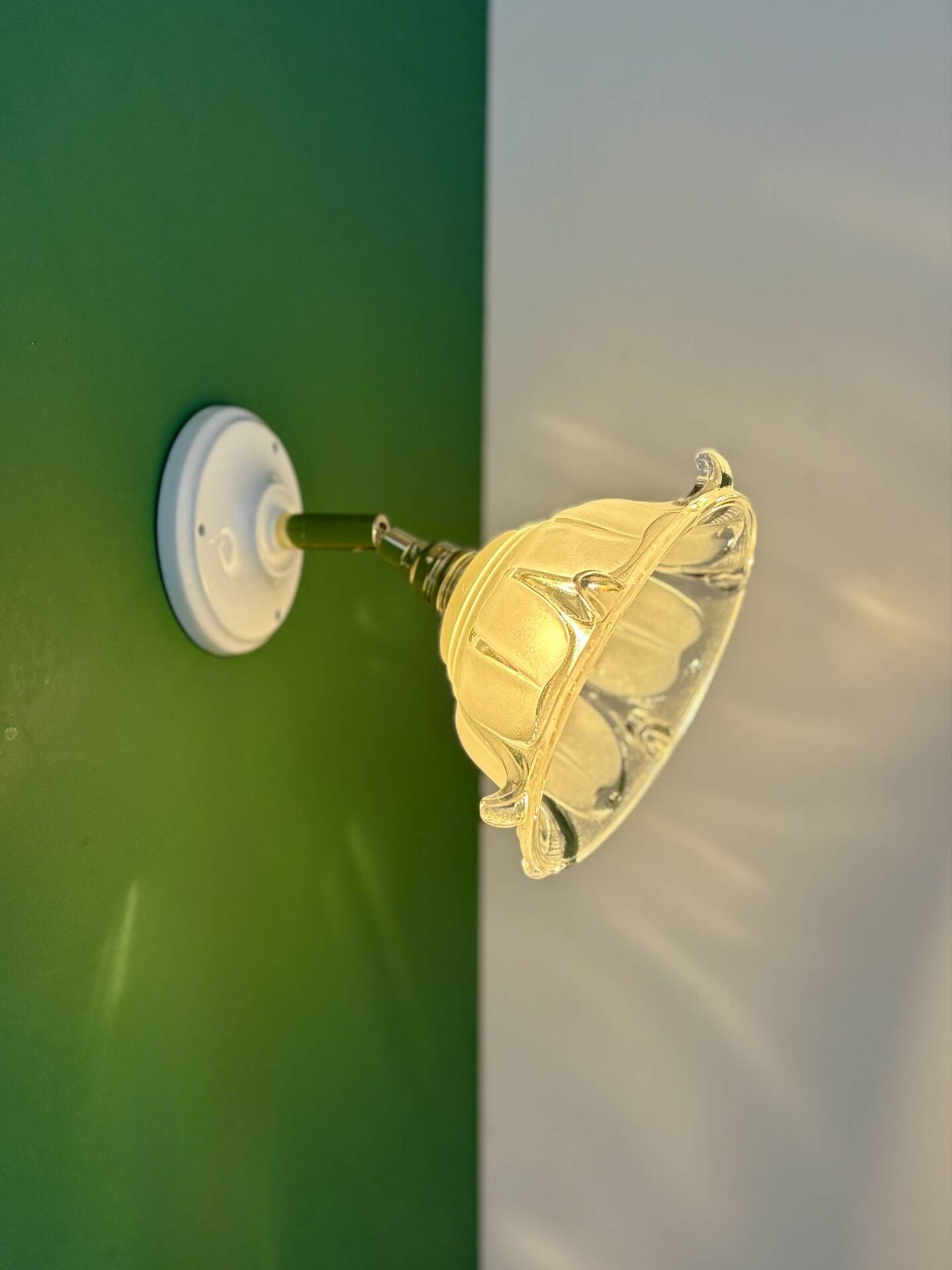 Vintage frosted glass lampshade wall light
