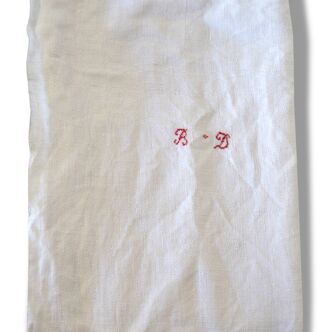 Old towel embroidered, Monogram, RD