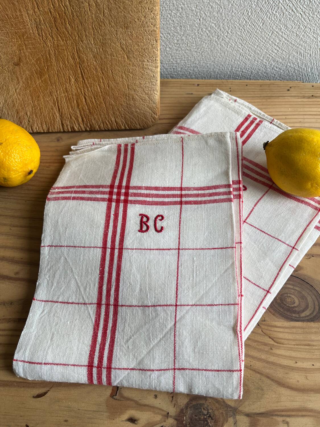 Old embroidered tea towels