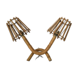 Double-branched rattan wall sconce