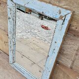 Ancien miroir Art déco en teck birman