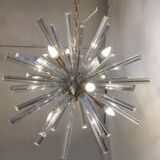 Transparent triedro murano glass sputnik chandelier